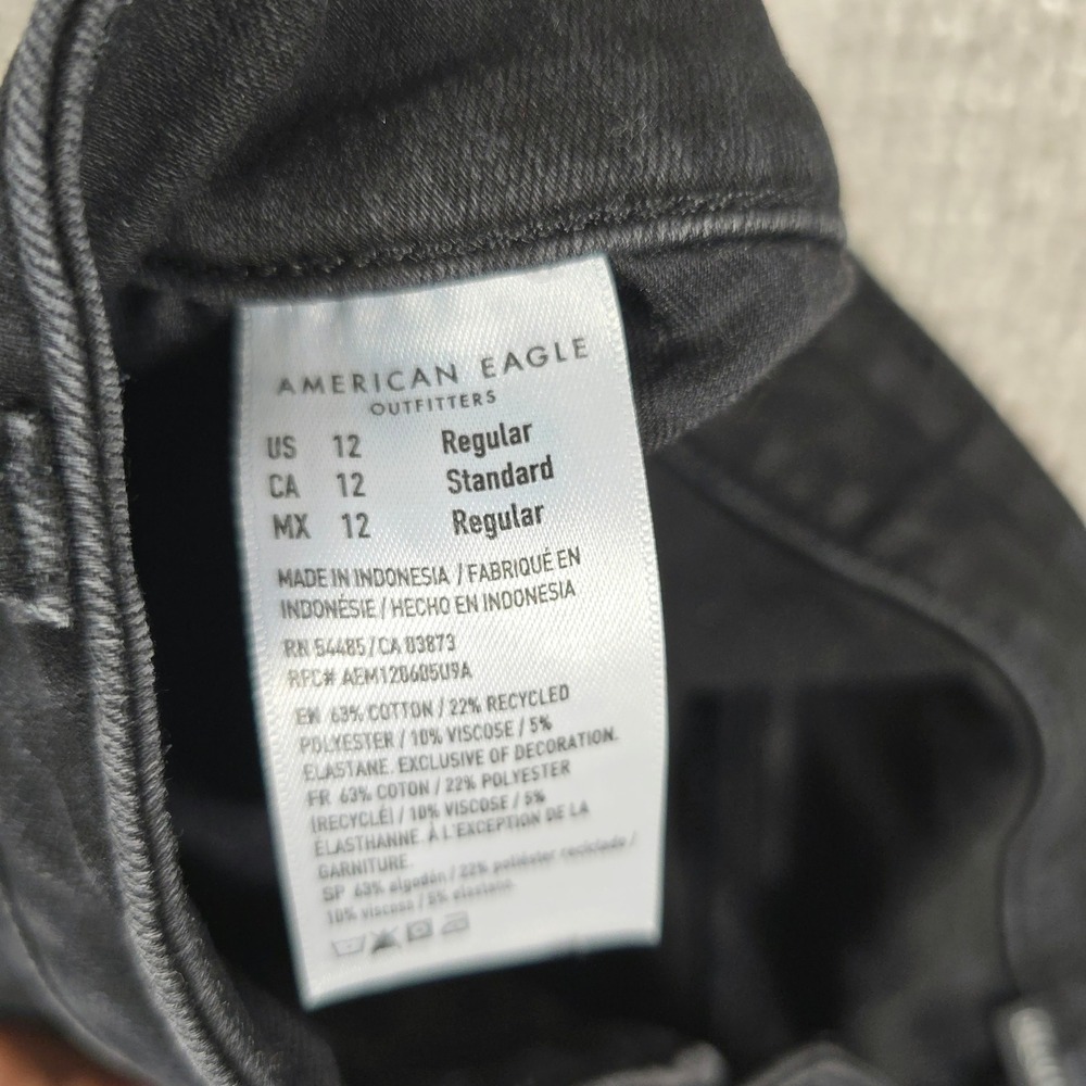 American Eagle Dream Stretch Skinny Jeans Womens 12 Regular Black High Rise - Picture 8 of 9